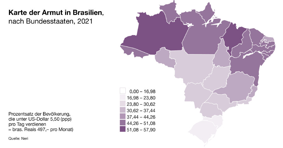 Karte  der Armut Brasilien