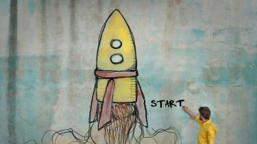 Gemalte startende Rakete