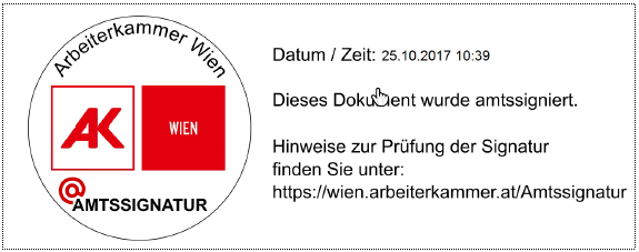 © AK Wien Aussehen der Amtssignatur der AK Wien © AK Wien