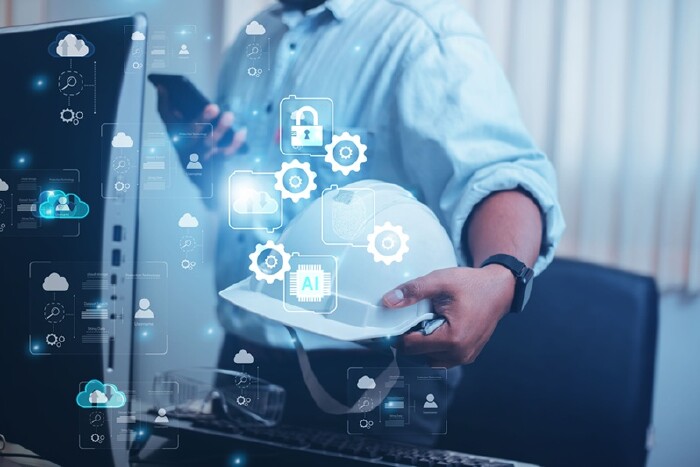 Engineer or business with VAR screen showing industry network, technology, innovation concept online. technology concept