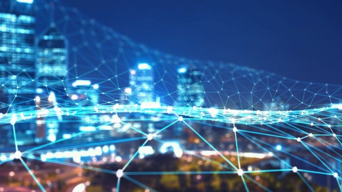 Moderne Stadtgeb&auml;ude und Verbindungsnetz