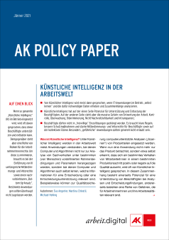 Policy Paper KI in der Arbeitswelt © AK Wien
